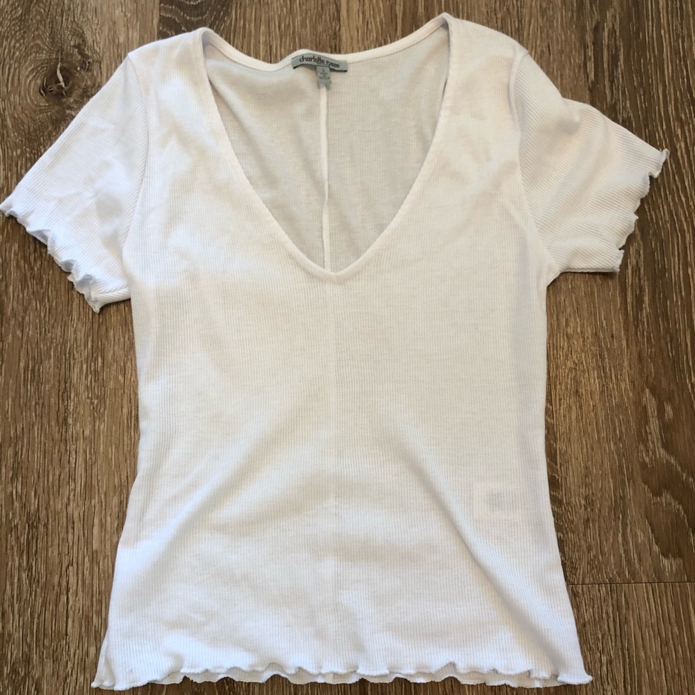 Charlotte Russe White Ruffle Crop Top